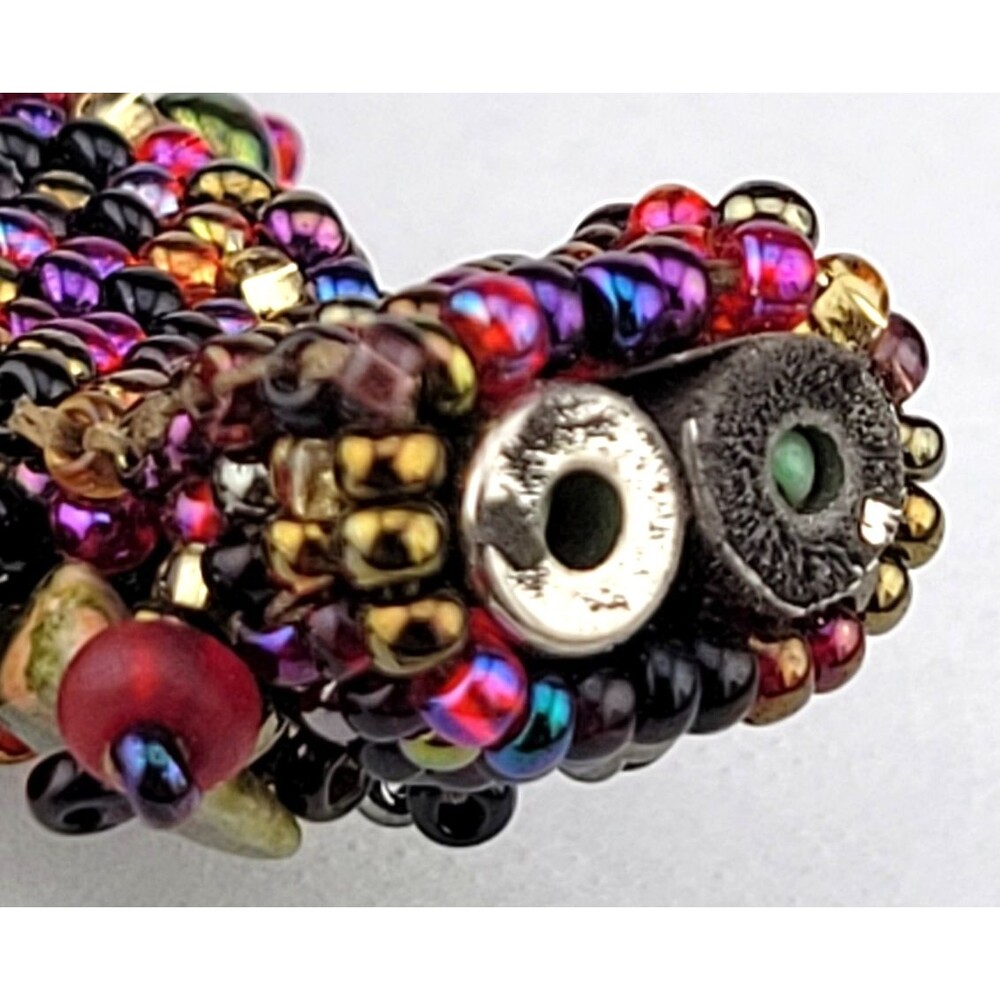 Chunky Tumbled Jasper Chip Iridized Pink Black Purple Micro Bead 7" Bracelet - Picture 9 of 12